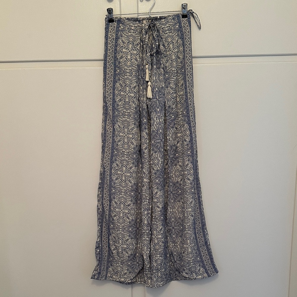 NWT Paani Blue & White Loose Pants Wide Leg